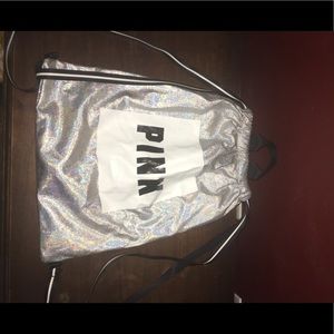 pink drawstring bag